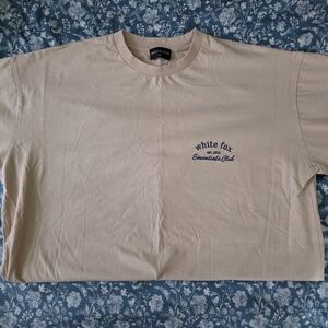 White Fox Boutique Cream Short Sleeve Tee And Bike Shorts